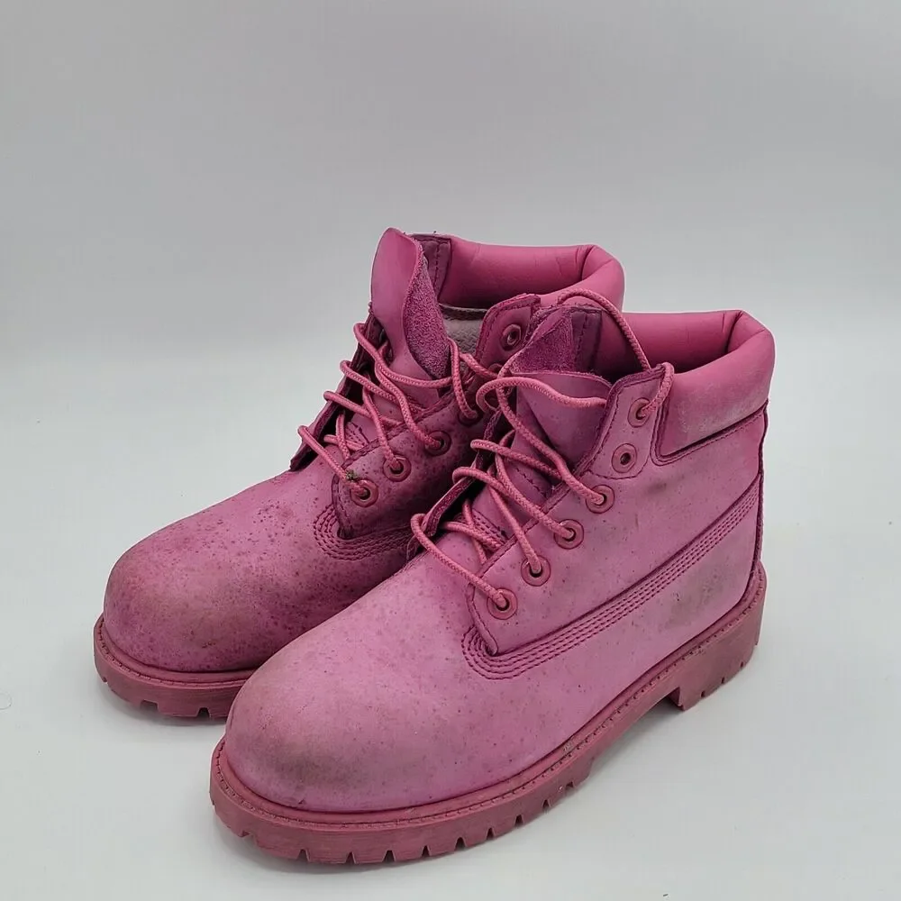 Timberland A148W Primaloft Pink Premium Leather Waterproof Boots Girls Size 2